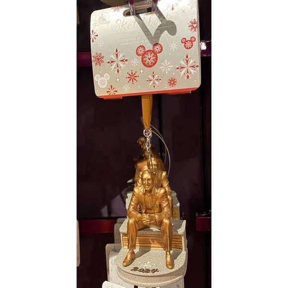 Disney Parks 2024 Walt Disney Christmas Ornament Sketchbook Sitting Bronze‎ NEW - Picture 1 of 3
